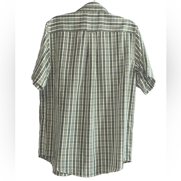 R & R Casual Green Plaid Button Down short sleeve Size Medium Shirt - Picture 2 of 7